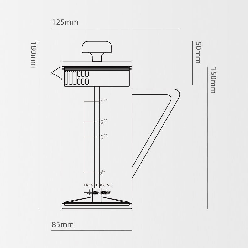 MHW 3BOMBER Gimme French Press 450ml schwarz