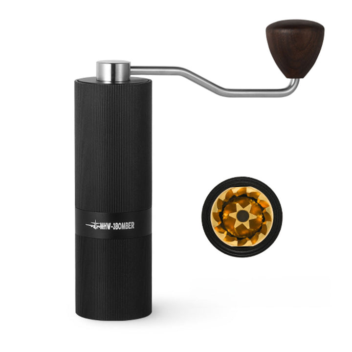 MHW 3BOMBER Racing M1-Manual Coffee Grinder Black/Walnut handle-38mm Titanium plating burr